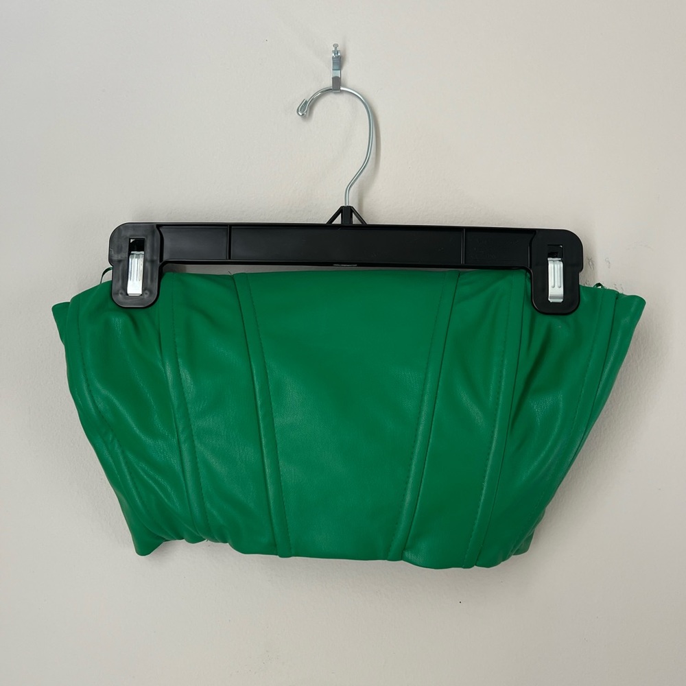 Zara Strapless Green Faux Leather Bandeau